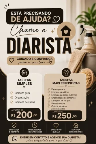 ?Diarista - Limpeza e organização da sua casa?