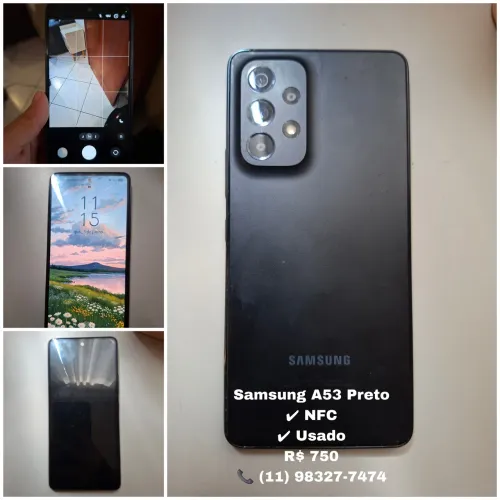 Smartphone Samsung A53 preto com NFC