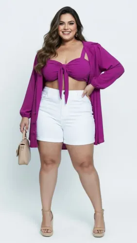 Conjunto kimono e top plus size gg