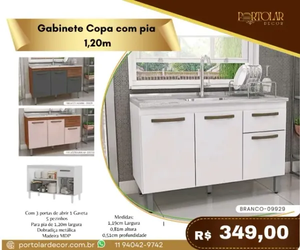 Gabinete Copa com pia a pronta entrega