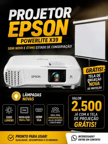Vendo projetor Epson powerlite X39 Semi novo