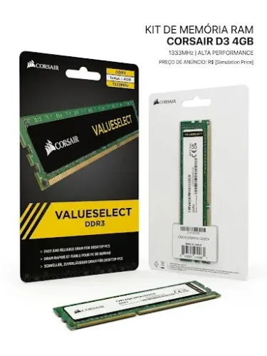 Memória Corsair Value Select - 4GB DDR3
