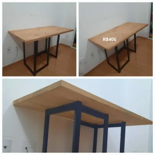 Mesa de madeira com bases modificáveis