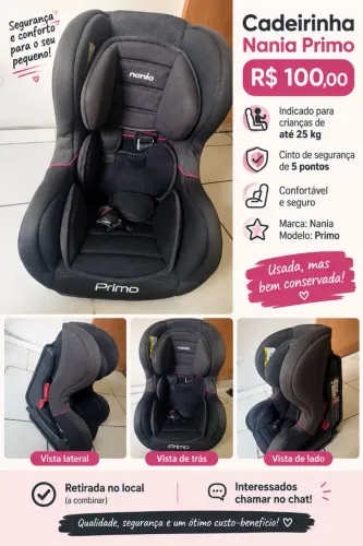 Cadeirinha de bebê até 25 kilos