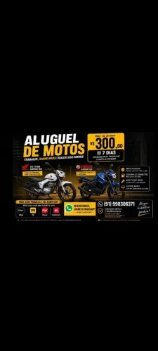 Aluguel de Moto para Uber, 99 e iFood | R$300 Semana
