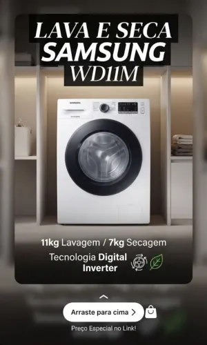 LAVA E SECA SAMSUNG WD11M COM DIGITAL INVERTER BRANCA