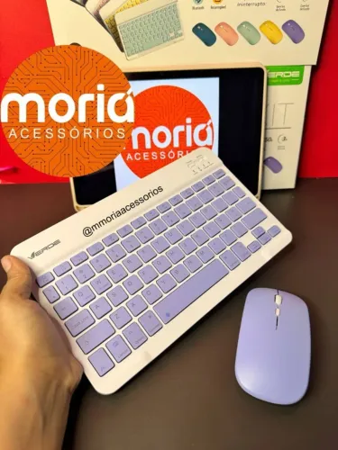 Teclado E Mouse Bluetooth Recarregável P/ Tablet Notebook Macbook e Celular
