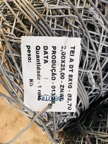 Tela para alambrado rolo 25 metros TELA DT 8X10 - Ø2,70 2,00X25,00 -