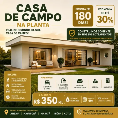 Parece impossível, mas não é: chácara pronta em 180 dias e sem obra!