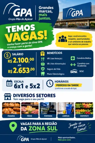 ? OPORTUNIDADE DE EMPREGO ? GPA | GRUPO PÃO DE AÇÚCAR
