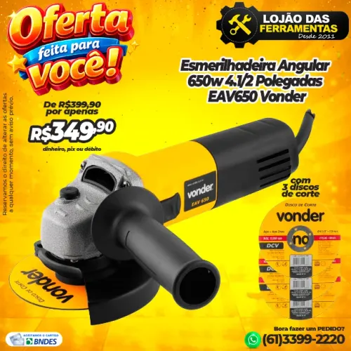 Esmerilhadeira Angular 650w 4.1/2 Polegadas EAV650 Vonder
