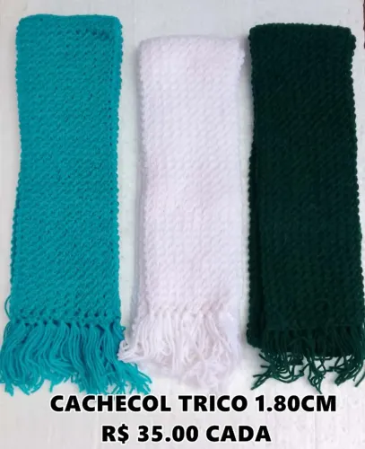 cachecol tradicional trico com franja unidade