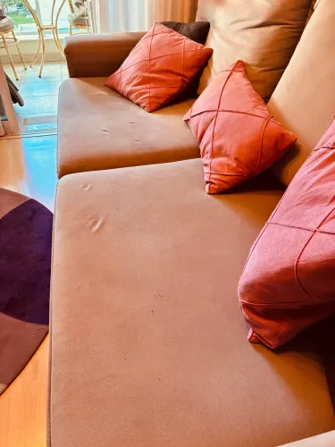 Sofá retrátil em suede cinza 2,10m