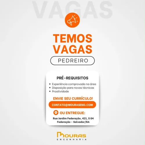 Vaga para pedreiro com experiência