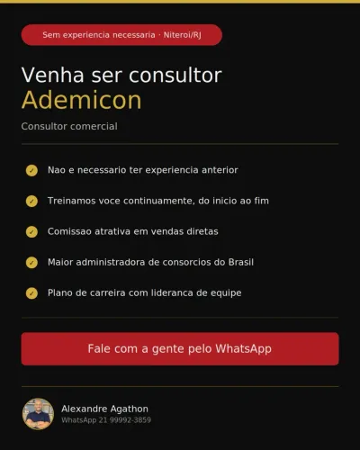 Consultor comercial ? vagas abertas, sem experiência necessária