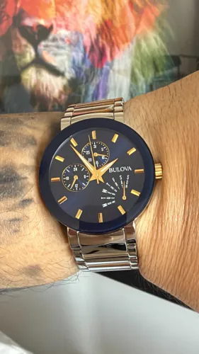Bulova Futuro 98C123 azul bicolor multifunção Full Set