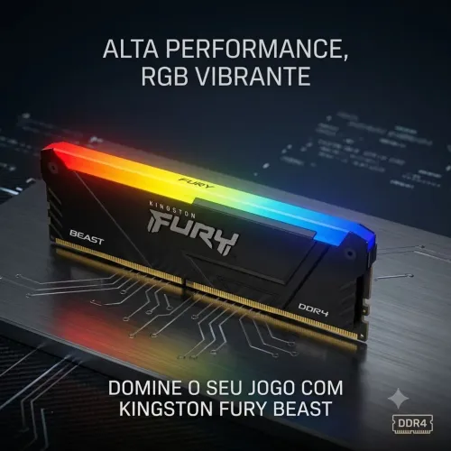 Memória RAM Kingston Fury 8GB RGB 3200 CL 16 (Nova e Lacrada)
