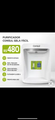 PURIFICADOR/FILTRO DE ÁGUA-ACEITO CARTÃO
