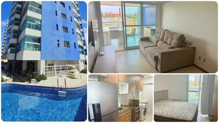 Apartamento à venda 1/4 Mobiliado Varanda Gourmet Vista Mar em Piatã, Salvador - BA