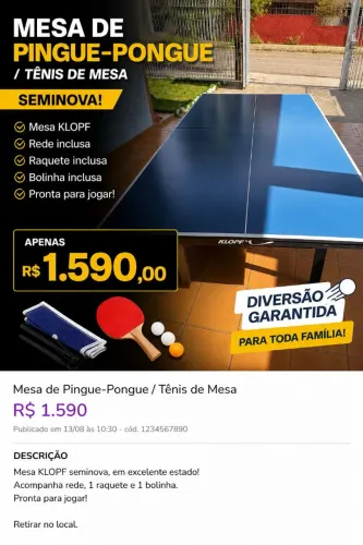 MESA DE TÊNIS DE MESA(PING PONG)