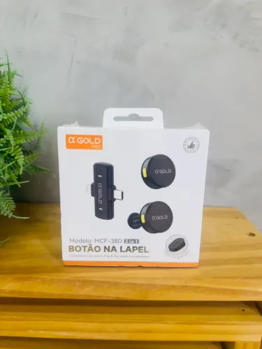 Microfone Duplo de Lapela Gold | Sem Fio | Entrega Imediata