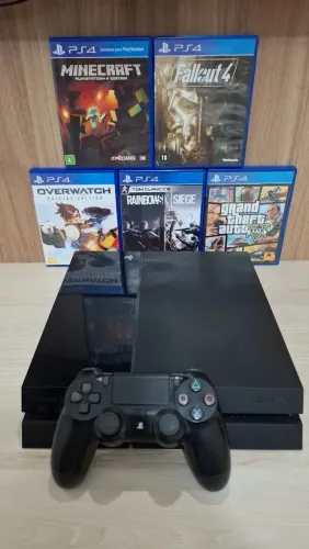 Playstation 4 500gb + 1 controle + 5 jogos