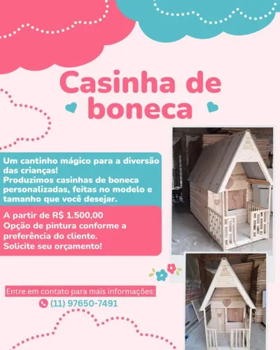 Vendo casa de boneca e de cachorro  feito com madeira  importada  tratada  sob medida  