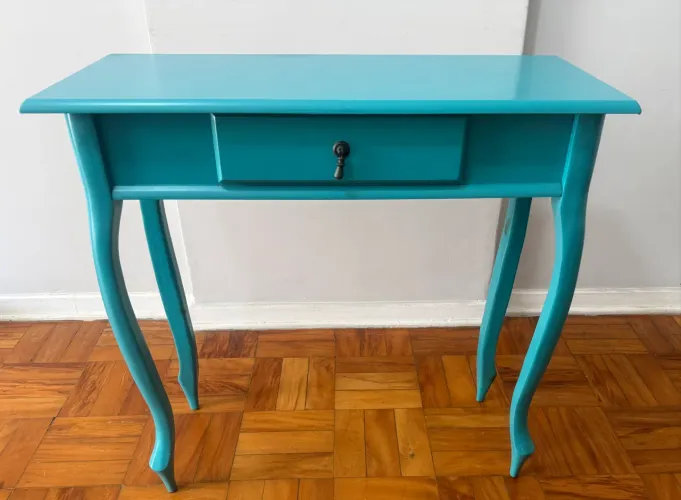 Aparador Retrô Azul Turquesa / Pés Luiz XV - Ótimo Estado