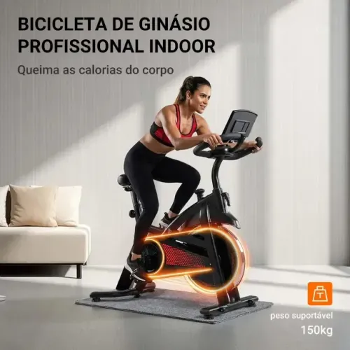 Bicicleta Ergométrica Spinning Rmira NT7 com Bluetooth e Tapete, Volante de 12kg