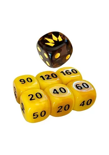 Conjunto com Sete dados Marcadores D6 - Realeza Absoluta - Amarelo / Preto