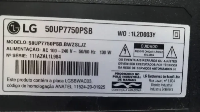 Smart TV Lg 50 polegadas - Para retirada de peças