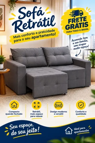 Oferta Exclusiva!!Lindo Sofá Retrátil Ideal para Apartamento!!