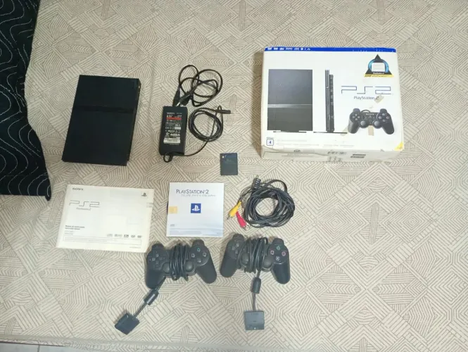 Vendo PS2 Slim SCPH-79001 Preto Destravado Matrix + Kit Completo (leia descrição)