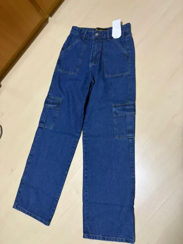 calça jeans cargo n38 azul escuro