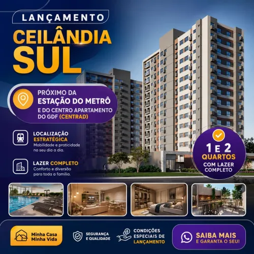 LANÇAMENTO NA CEILÂNDIA SUL 1 e 2 Quartos Próximo ao Metrô e ao CENTRAD