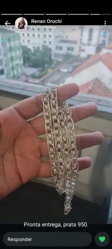 Cordão prata 950 imperador