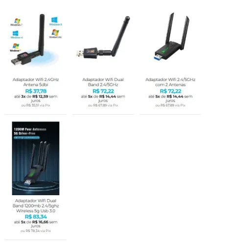 Adaptador Wifi USB para Computador e Notebook sem Wireless