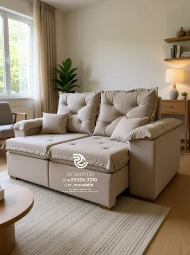 Sofá Retrátil e Reclinável 2m Pillow Veludo Verde Aconchegante