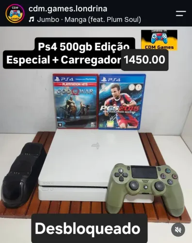 Ps4 Slim 500gb DESBLOQUEADO Edição Especial + Carregador 1450.00 - Não Aceito Oferta