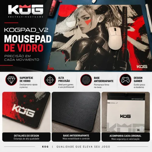 MOUSEPAD DE VIDRO KOGPAD V2 - GAMER