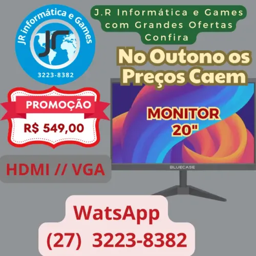 Monitor 20" LED - HDMI - VGA - Novo e com Garantia a pronta entrega