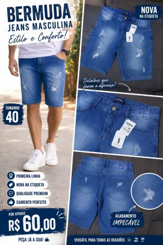 Bermuda jeans masculina