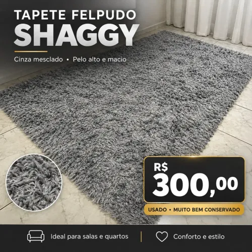 TAPETE FELPUDO SHAGGY CINZA