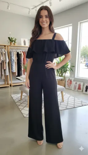 Macacão Preto Ombro a Ombro Elegante - Pronta Entrega