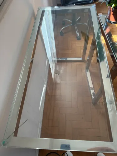 Mesas de Inox com vidro temperado. R$250,00 cada (favor ler todo anúncio).