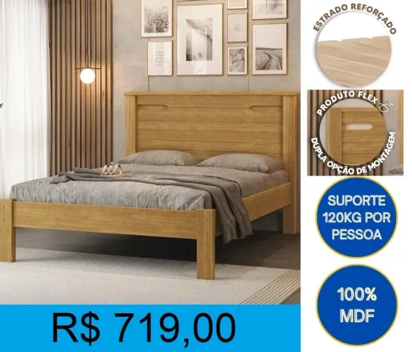 Cama casal - montagem e entrega grátis em 48 horas