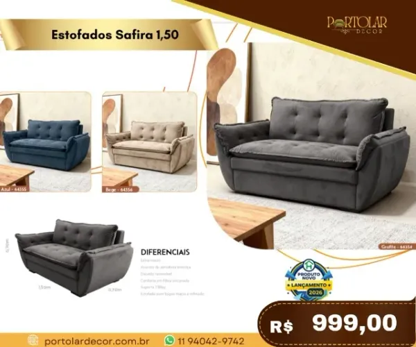 Estofados Safira 1,50 a pronta entrega