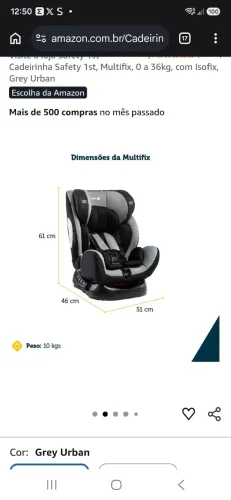 Cadeirinha de 0 a 36kg com base e isofix