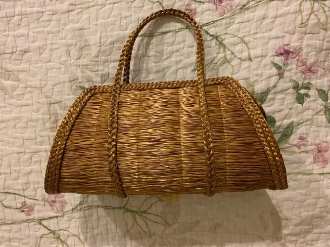 Bolsa de Mão Capim Dourado Estruturada com Zíper e Forro - Nova (Sem Uso)