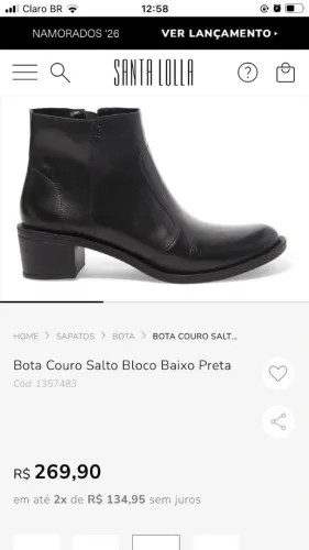 Vendo Bota da Santa Lolla Couro legítimo 